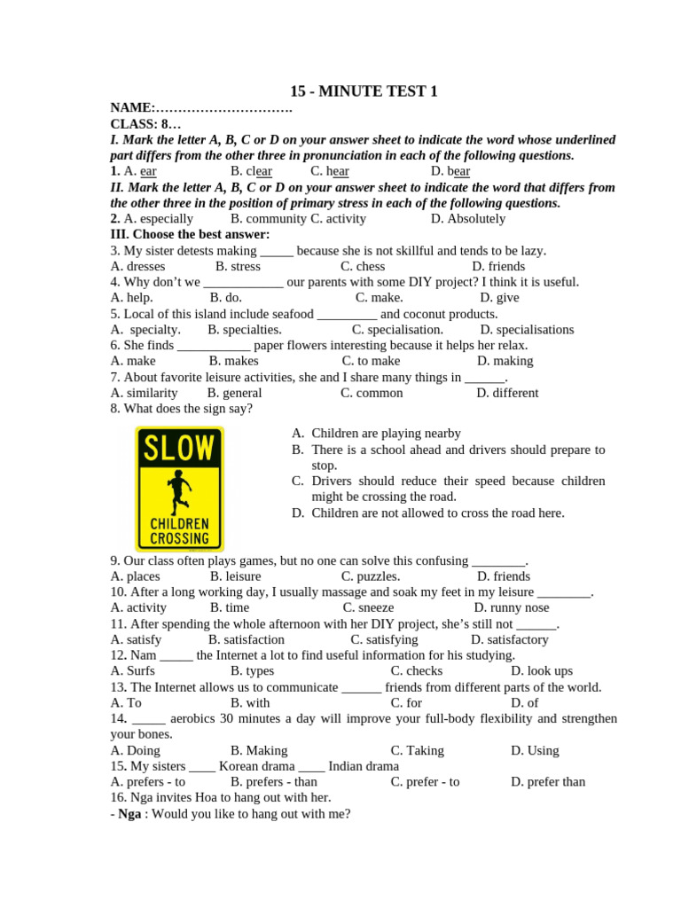 15-Minute English Test for Class 8 | PDF | Chess Openings | Chess Theory