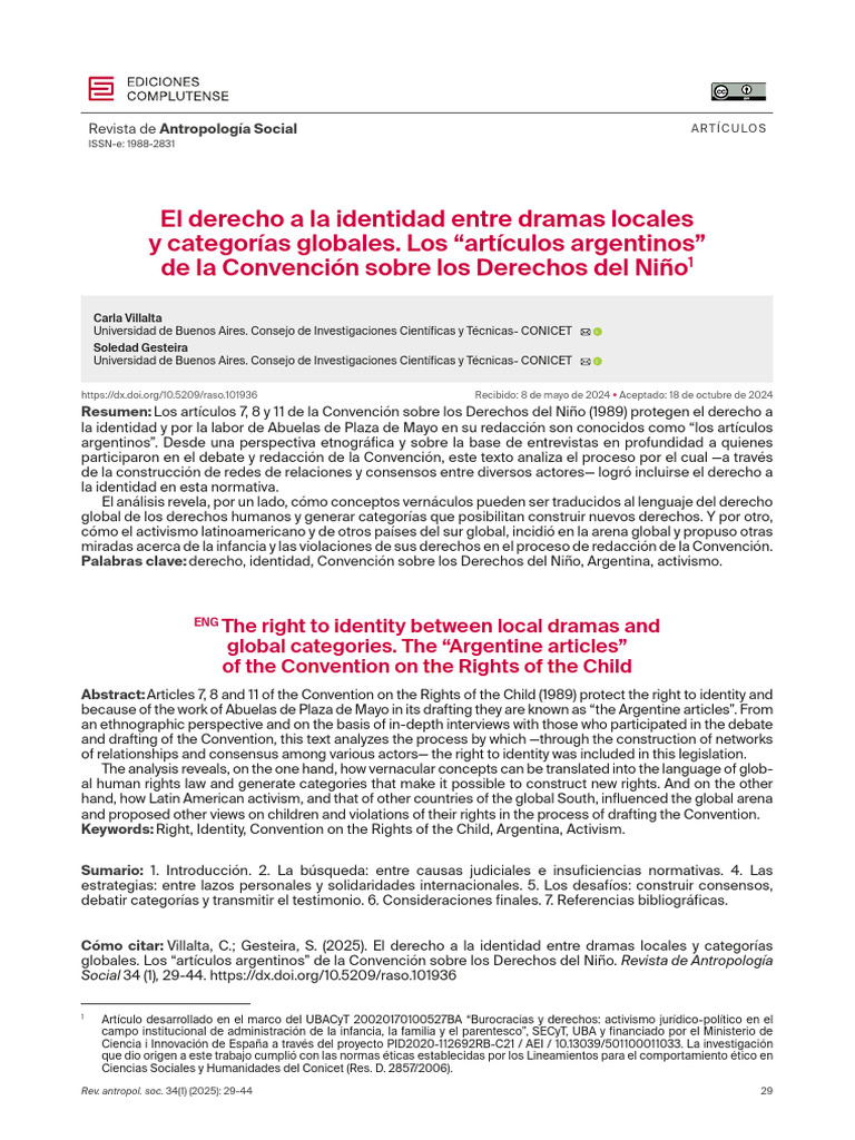 Derecho a la identidad en la Convención Infantil | PDF | Derechos ...