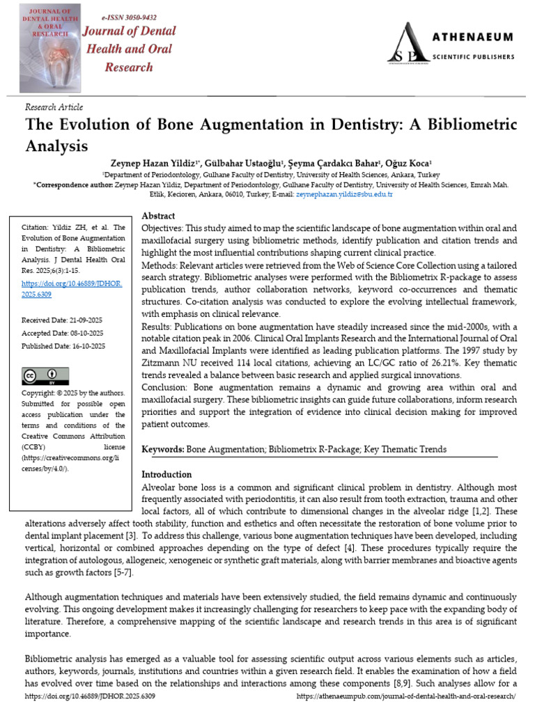 The Evolution of Bone Augmentation in Dentistry A Bibliometric Analysis ...
