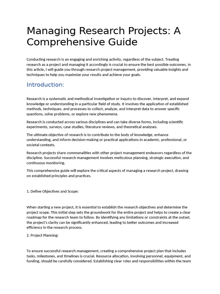 Managing Research Projects | PDF | Methodology | Project Management