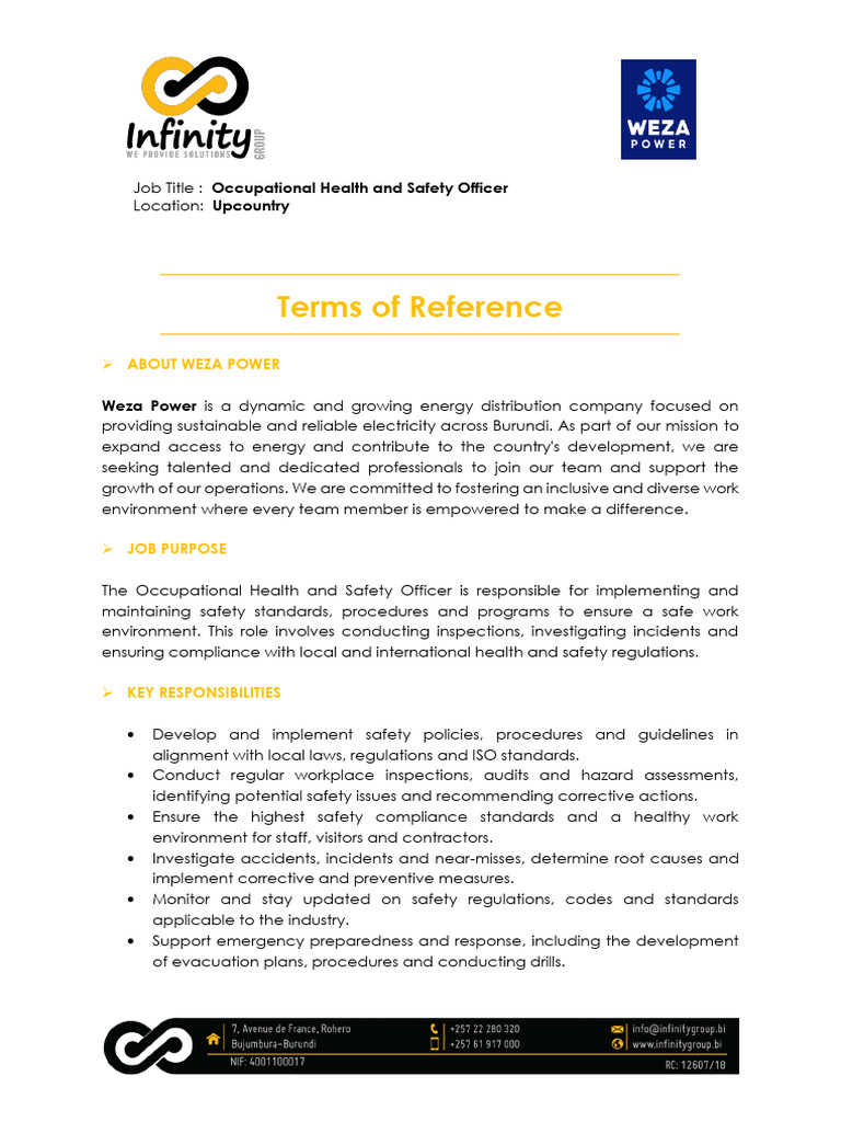 WP - ToRs - Occupational Health and Security Officer | PDF ...