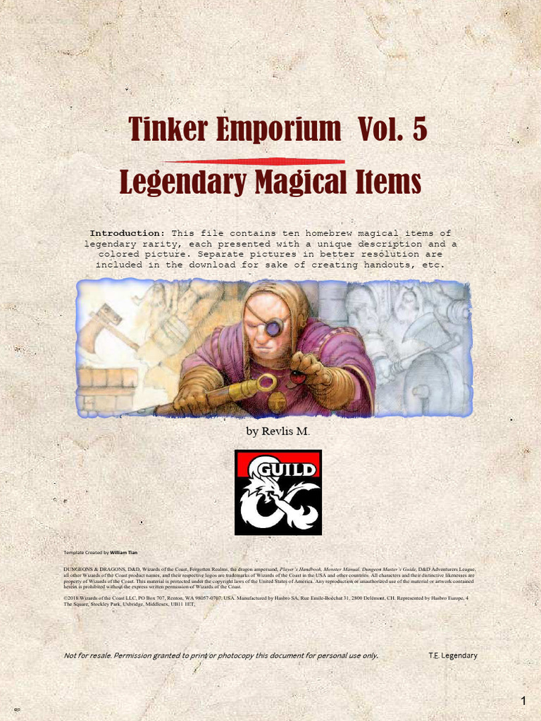 2327542-Tinker Emporium Vol. 5 - Legendary Items | PDF | Wizards Of The ...