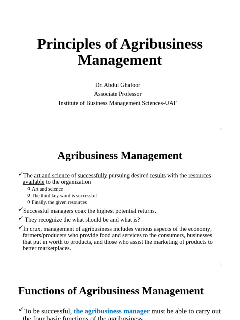 Agribusiness Management Principles | PDF | Recruitment | Human Resources