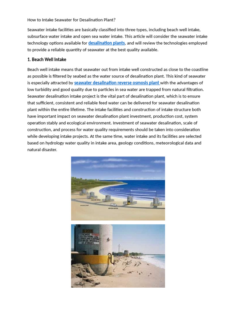 Seawater Intake Options for Desalination | PDF | Seawater | Desalination