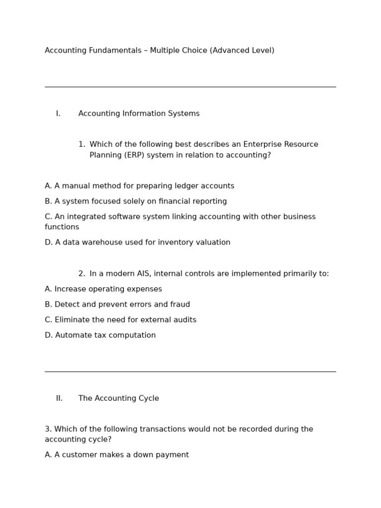 Advanced Accounting MCQs for Professionals | PDF | Debits And Credits ...