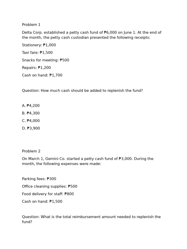Petty Cash Replenishment Problems | PDF