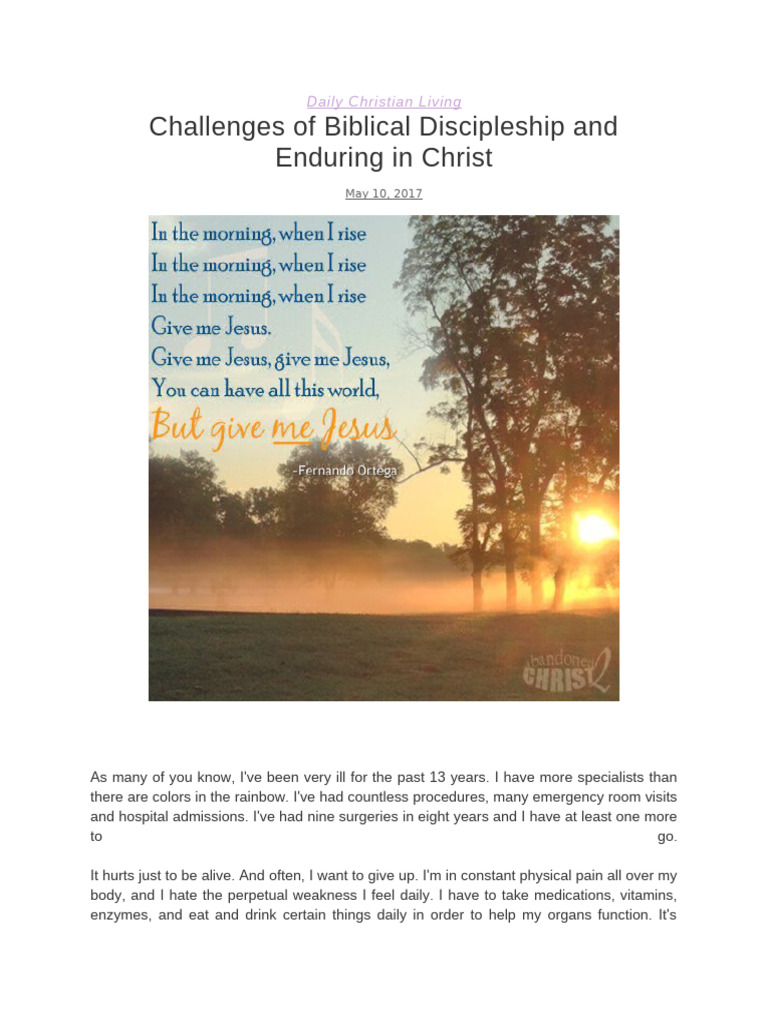 Daily Christian Living - Challenges of Biblical Discipleship and ...