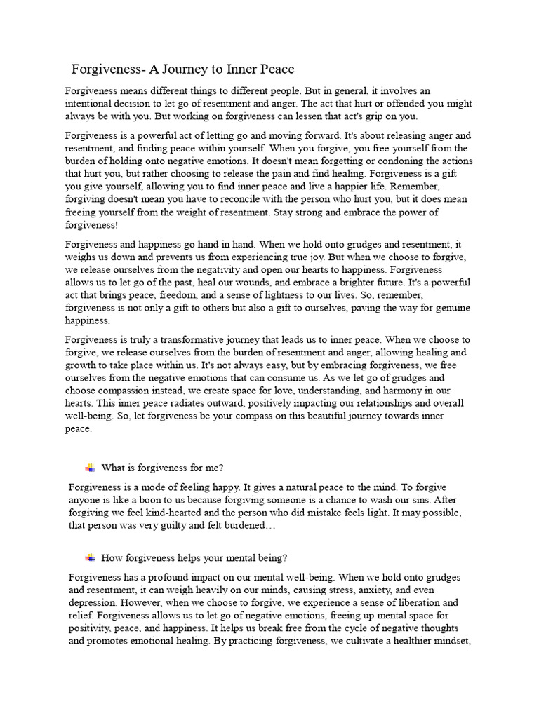 The Power of Forgiveness for Inner Peace | PDF | Forgiveness | Psychology