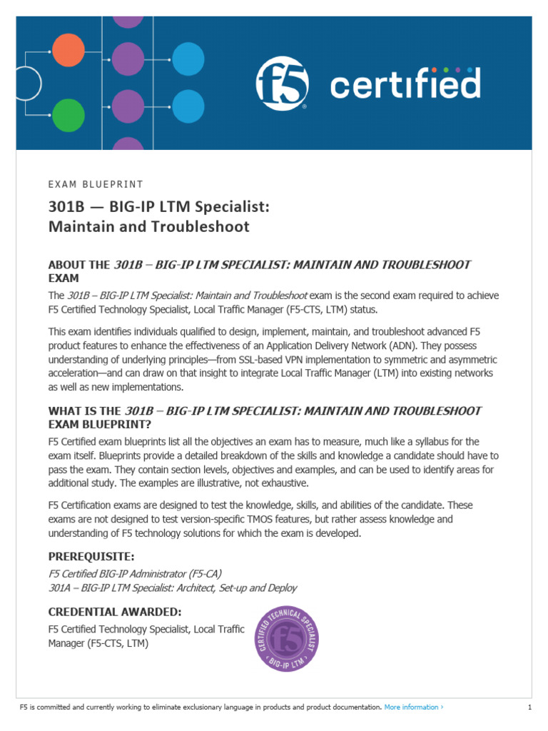 F5 301B Exam Blueprint for LTM Specialist | PDF | Client–Server Model ...