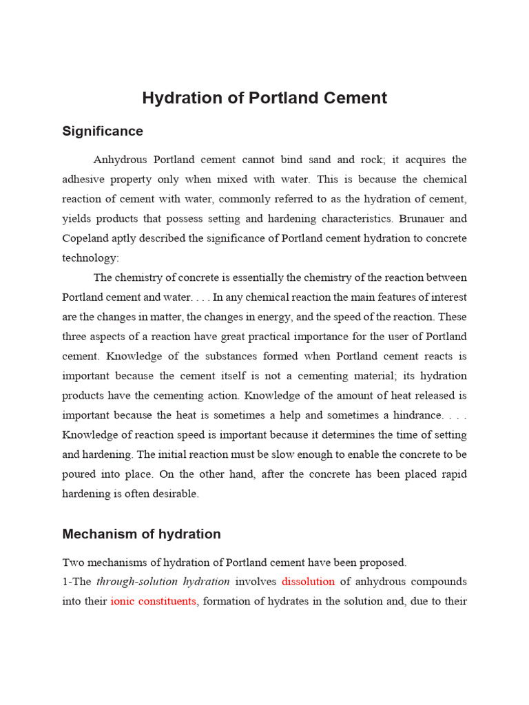 Understanding Portland Cement Hydration | PDF | Cement | Calcium