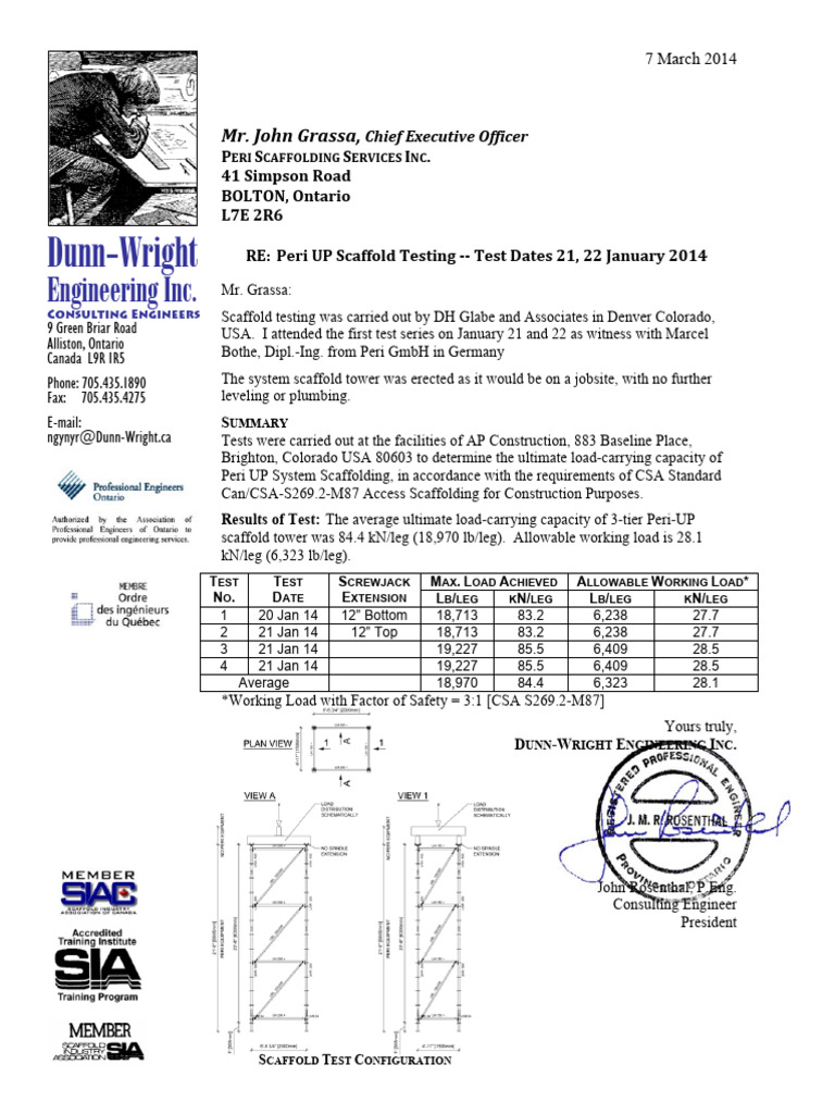 Peri UP Scaffold Testing Report | PDF | Scaffolding | Mechanical ...