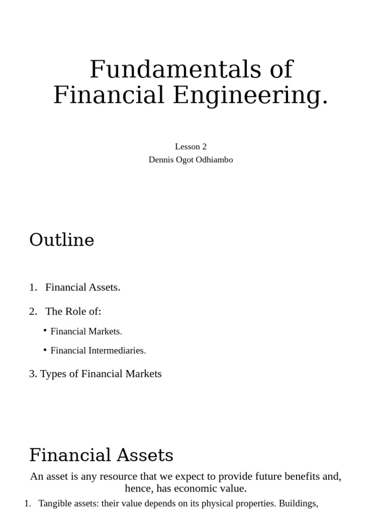 Financial Engineering Basics: Assets & Markets | PDF | Repurchase ...