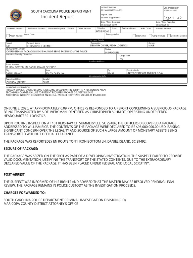 Illegal Package Seizure in South Carolina | PDF | Arrest | Criminal Justice