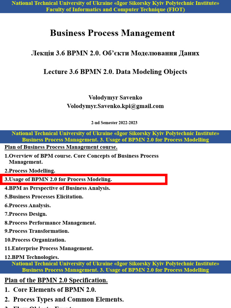 BPM-03.6 BPMN 2.0 Data Modeling Objects | PDF