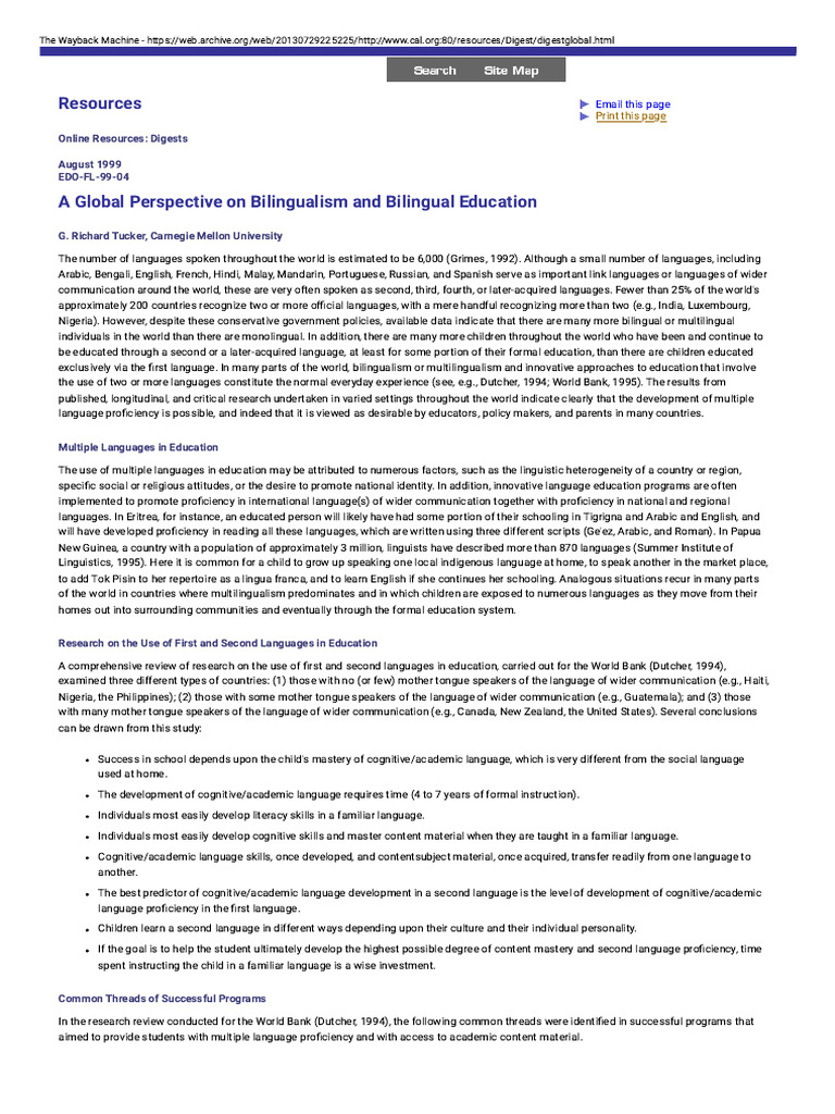 CAL - Digests - A Global Perspective On Bilingualism and Bilingual ...
