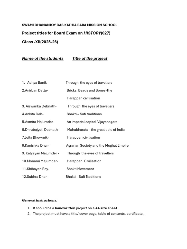 12 Hist Project For Board Exam-1 | PDF