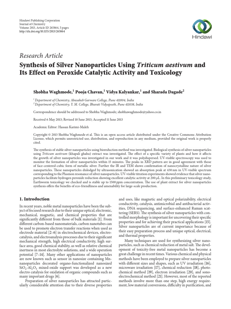 Green Synthesis of Silver Nanoparticles | PDF | Nanoparticle ...