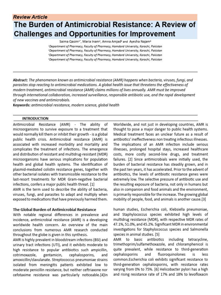 The Burden of Antimircobial Resistance | PDF | Antimicrobial Resistance ...