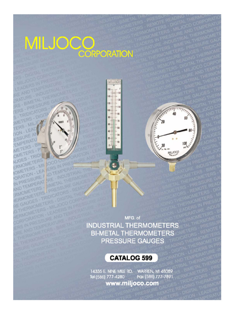 Miljoco Industrial Thermometers Catalog | PDF | Pressure Measurement ...