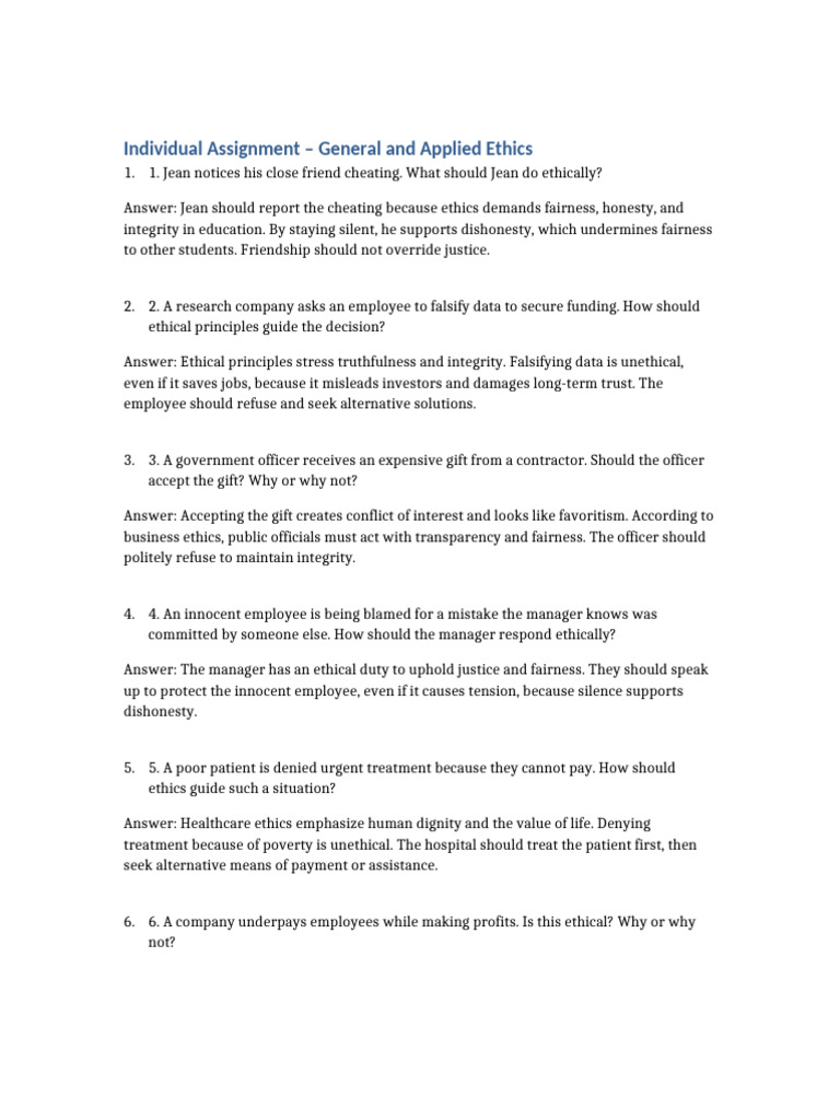 Ethical Dilemmas in Various Scenarios | PDF | Employment | Corruption