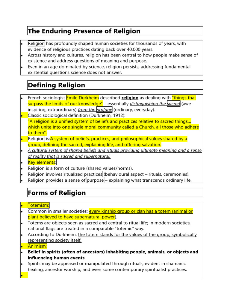 The Role and Functions of Religion | PDF | Émile Durkheim | Divinity