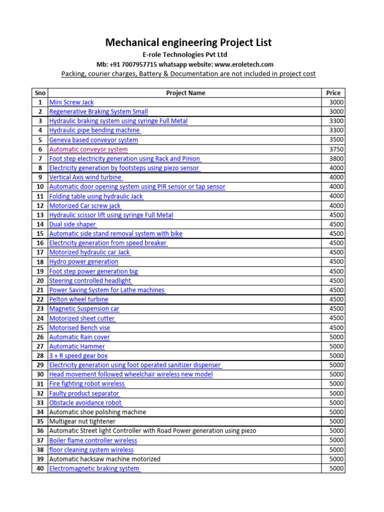 Mechanical Engineering Project Ideas | PDF | Machines | Engines