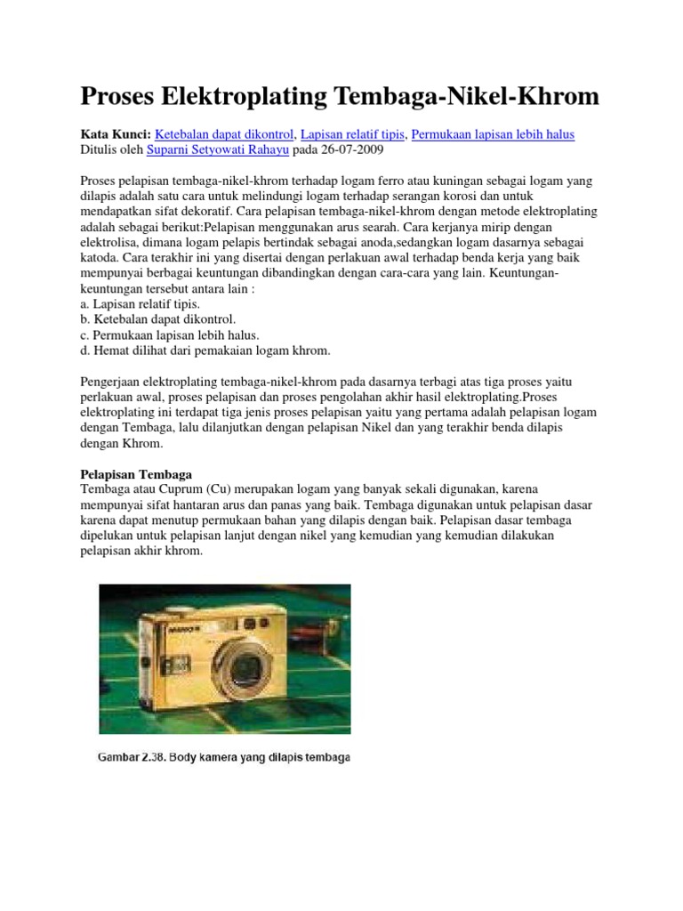 Elektroplating Tembaga-Nikel-Khrom | PDF