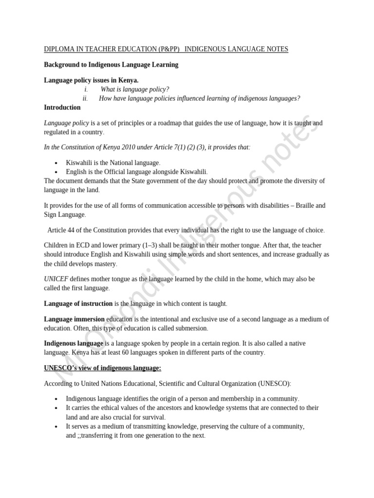 Indigenous Language Learning in Kenya | PDF | Body Language | Communication