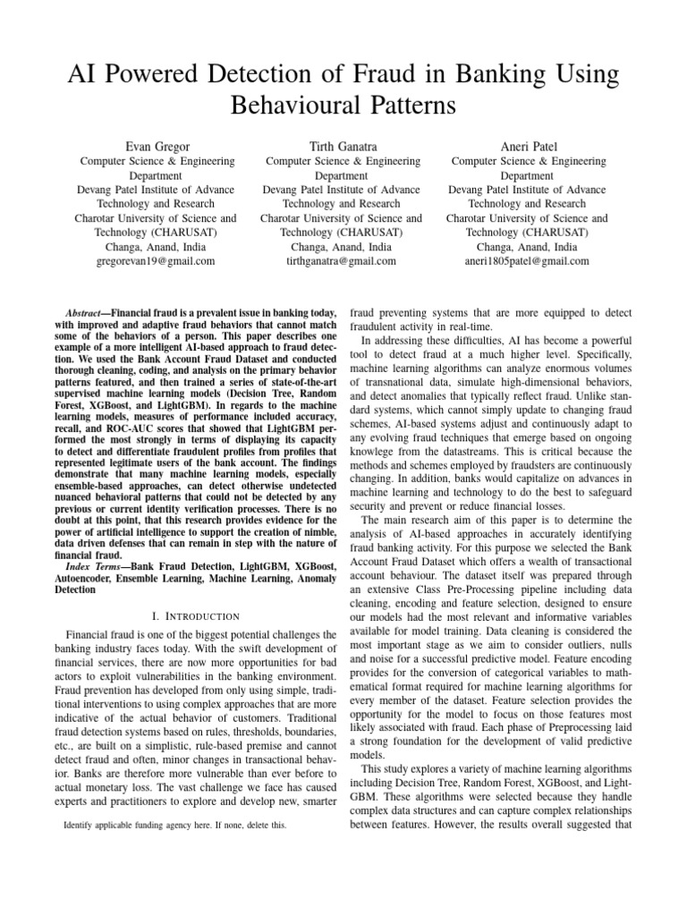 AI-Driven Banking Fraud Detection Methods | PDF | Receiver Operating ...