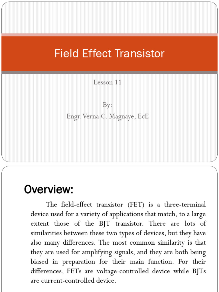 Field Effect Transistor Overview and Analysis | PDF | Field Effect ...
