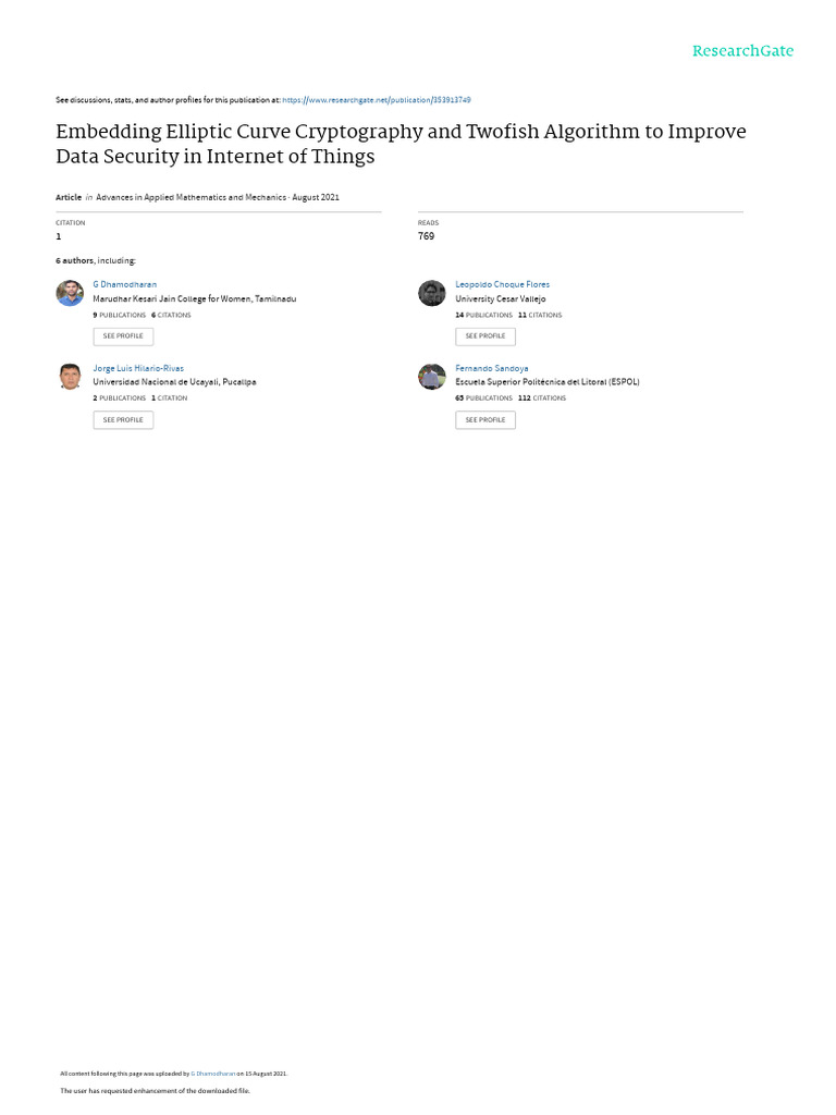 Enhance IoT Security with ECC & Twofish | PDF | Key (Cryptography ...