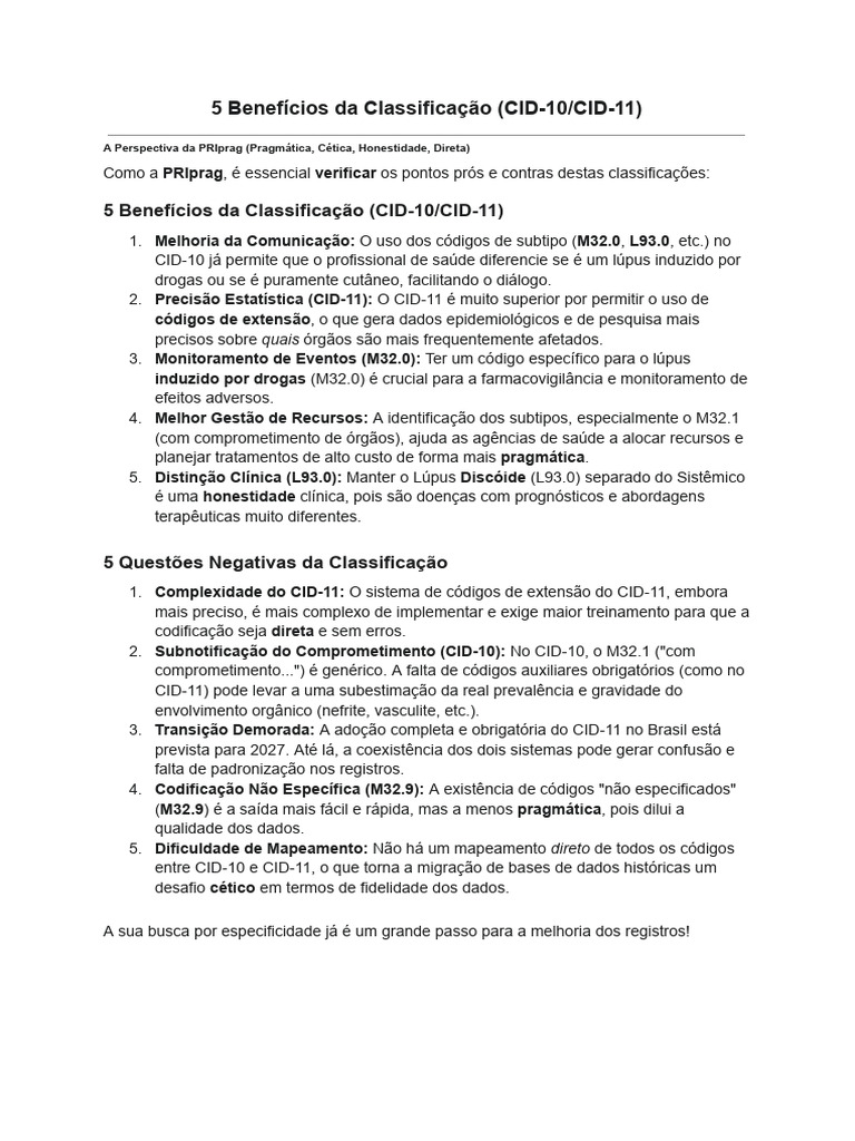 5 Vantagens da Classificação CID-10/11 | PDF