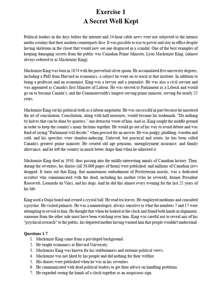 Mackenzie King's Secret Life Revealed PDF Writing Classical