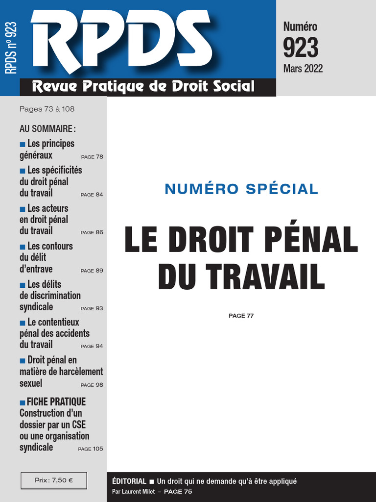 Droit Pénal du Travail : Principes et Acteurs | PDF | Crimes | Crime et ...