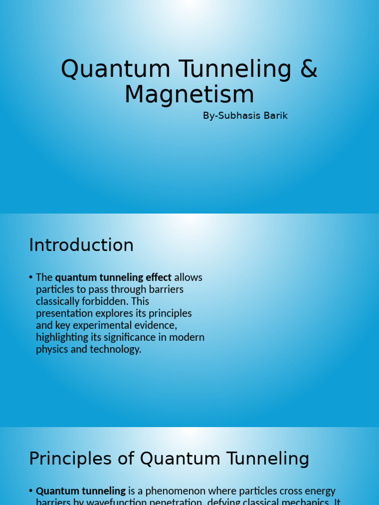Quantum Tunneling and Magnetism Explained | PDF