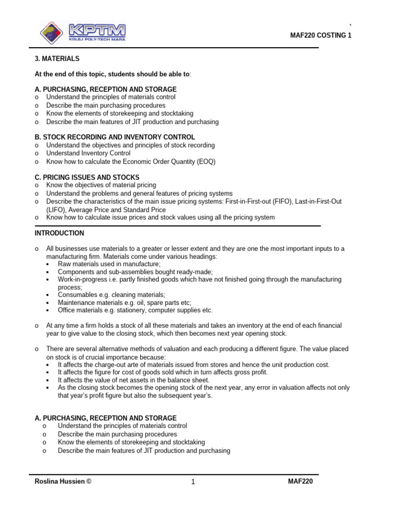 Material Control and Inventory Management | PDF | Inventory | Supply ...