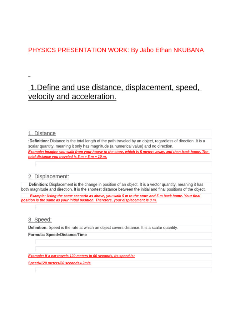 Physics Concepts: Motion and Graphs | PDF | Velocity | Acceleration