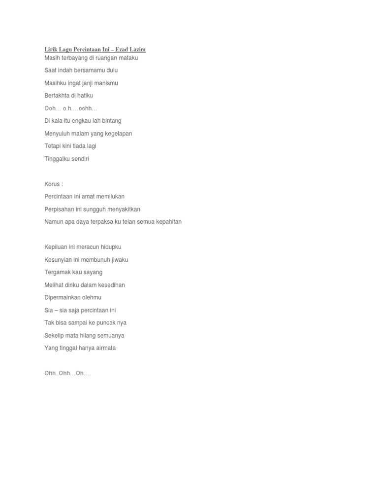 Lirik Lagu Percintaan Ini Pdf