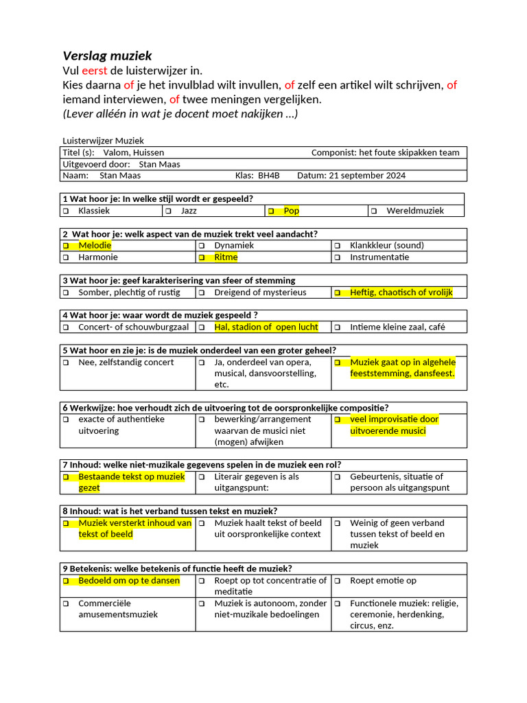Verslag Muziek HFST | PDF