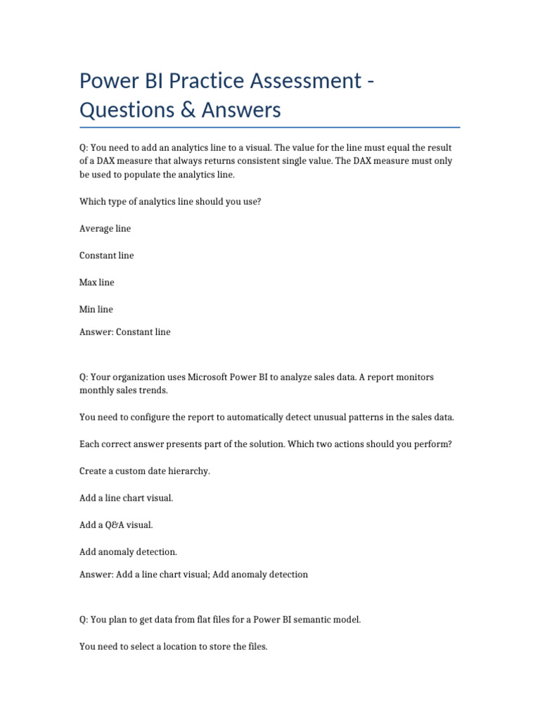 PowerBI Practice Assessment QA | PDF | Microsoft Excel | Computer Data ...