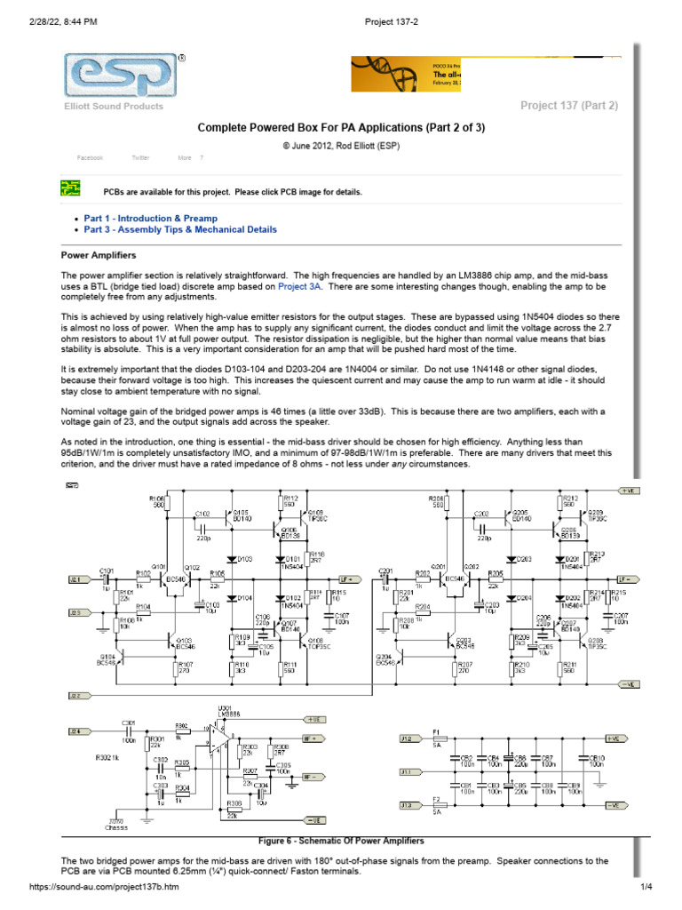Project 137-2: Powered PA Box Design | PDF | Amplifier | Loudspeaker
