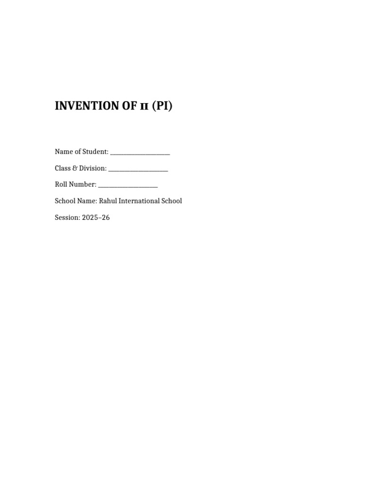 Invention of Pi: A Class 9 Project | PDF | Pi | Mathematics