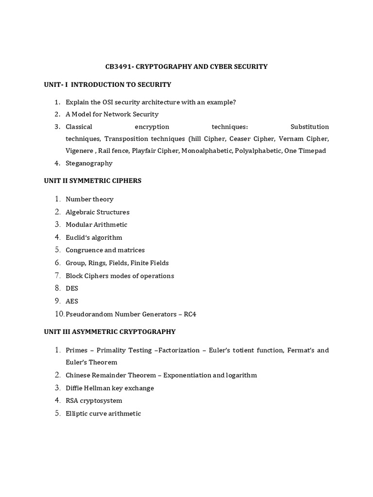 Cryptography and Cyber Security Overview | PDF