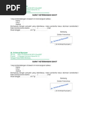 Contoh Surat Keterangan Sakit