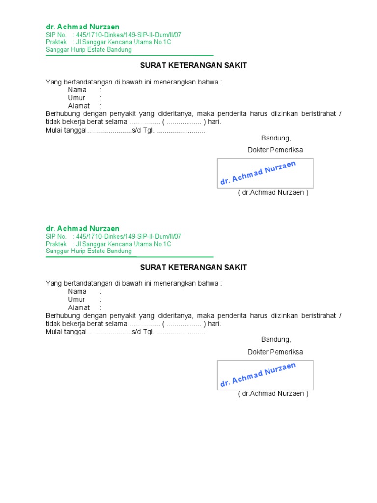 Surat Jalan Xls Surat Sakit Dokter Bandung Pdf