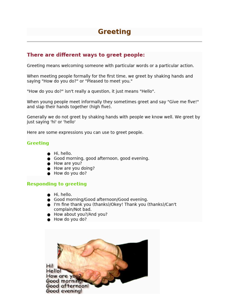 Effective Greeting Techniques and Responses | PDF