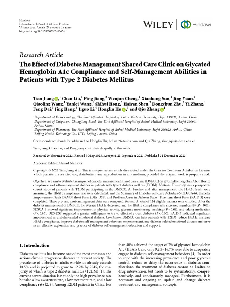 Diabetes Management Impact on HbA1c | PDF | Glycated Hemoglobin ...