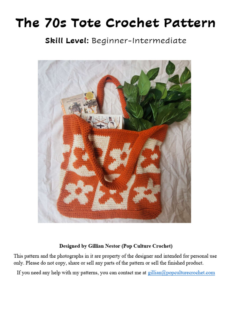 70s Tote Crochet Pattern Guide | PDF | Crochet | Yarn