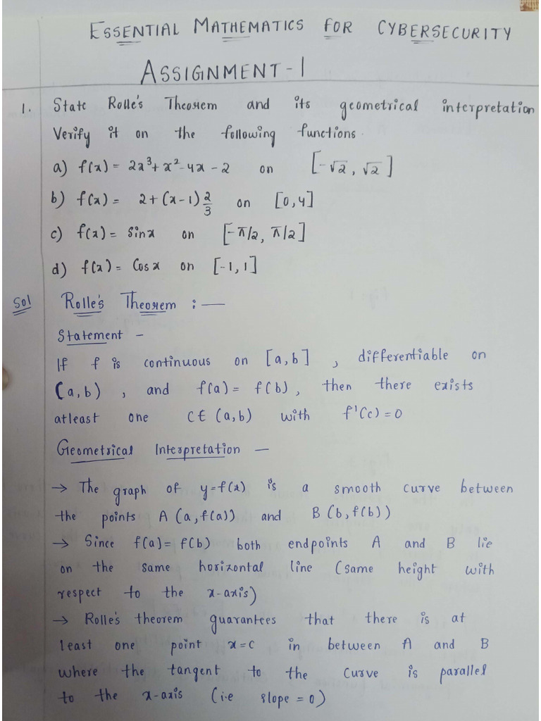 Maths Assignment-1 Solutions | PDF
