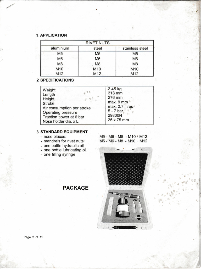 SN10 Manual Pneumatic Rivet Gun | PDF